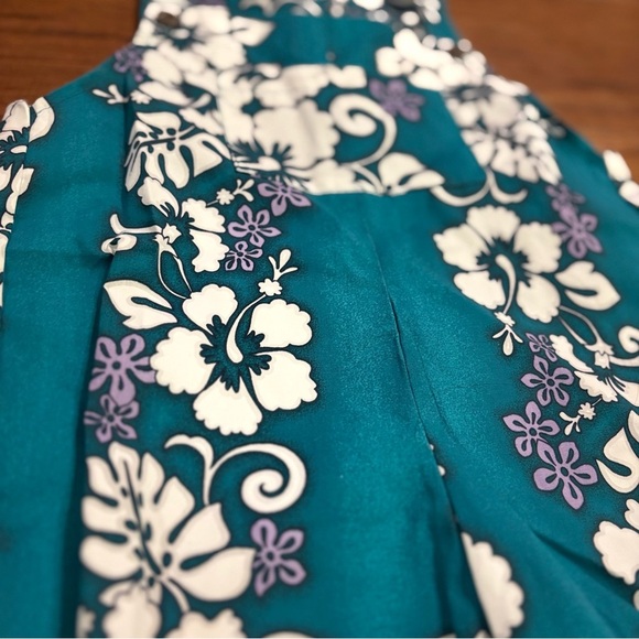 Baby overalls 18M Vintage made in Hawaii Tropical Floral Teal - Picture 2 of 6